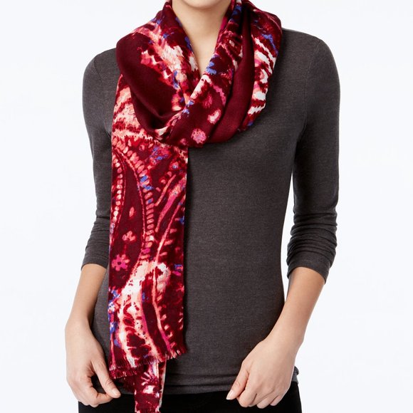 Bohemian Paisley Scarf INC International Concepts Pomegranate - Picture 1 of 1